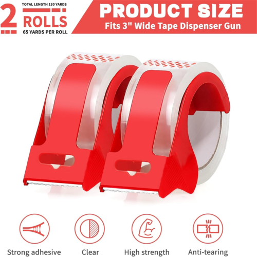 2Rolls Clear Packing Tapes with 2 Refillable Dispenser 2