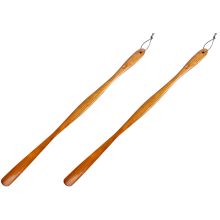 2X Lange schoenlepel die 75 cm lang kan worden, van hout met een stijlvolle houtnerf.