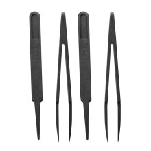 4X 4.5 Inch Length Black Plastic Anti-Static Tweezers Repair Tool