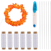 Kit di aghi per la creazione di ghirlande di fiori, 6 aghi lunghi e 6 rotoli di spago.