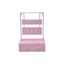 Contador de libros colgante con rotación manual y almacenamiento digital, color rosa
