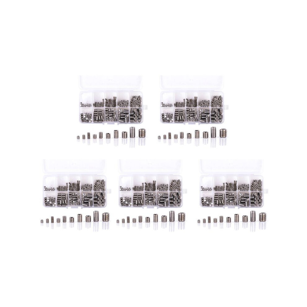 1000Pcs 304 Stainless Steel Grub Screws Hex Socket Screw Assortment Kit Set M3/M4/M5/M6/M8 4711540864774