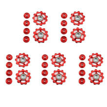 5Set 11T Bike Ultralight Aluminum Alloy Outdoor Bearing Wheel Rear Derailleur Pulleys Bicycle Parts-Red