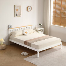 (5ft Kingsize, White) Riga Wooden Bed Frame with Lucy Mattress
