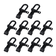 10 pezzi di moschettone per braccialetti in paracord, moschettone a D, nero