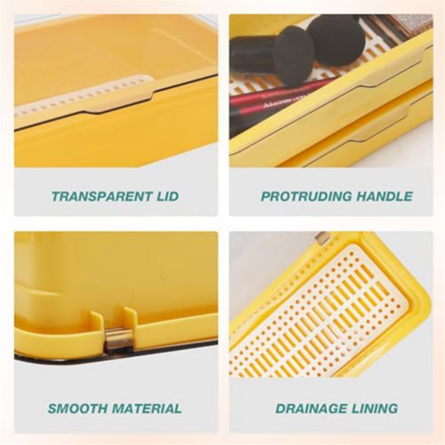 Flatware Tray, Utensil Storage with Lid Plastic Cutlery Tray, A 1