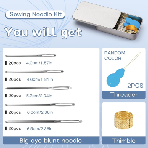 Large-Eye Blunt-Needles, Tapestry-Needle with Needle-Threader Thimble 2