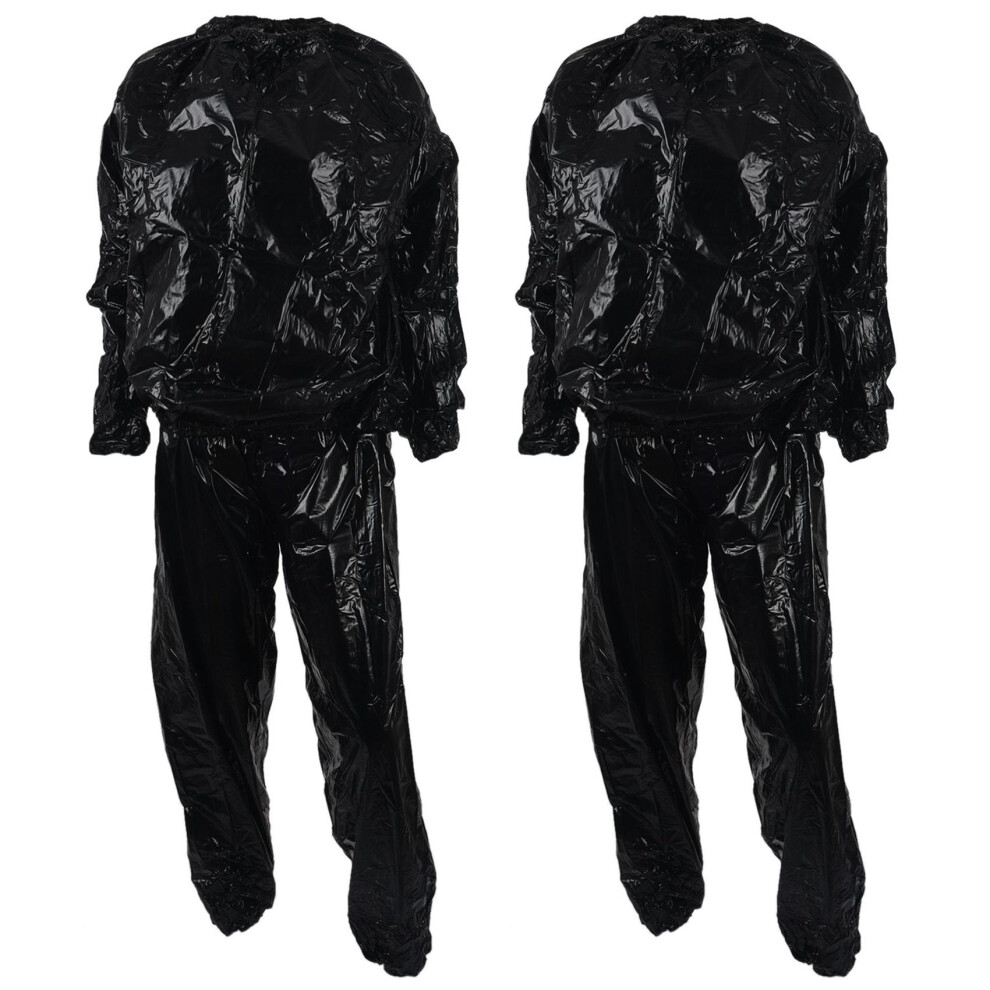 Black 2X Heavy Duty Fitness Weight Loss Sweat Sauna Suit Exercise Gym Anti-Rip 4XL