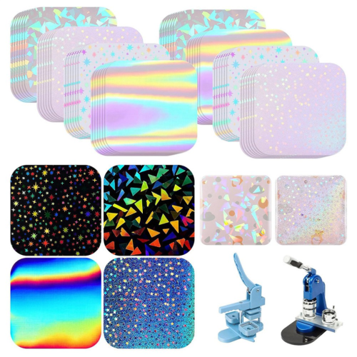 200Pcs Square Button Maker Supplies Glittering Film 1