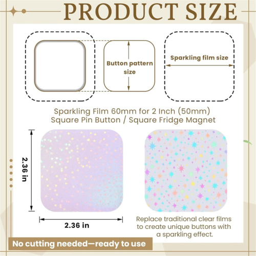 200Pcs Square Button Maker Supplies Glittering Film 2