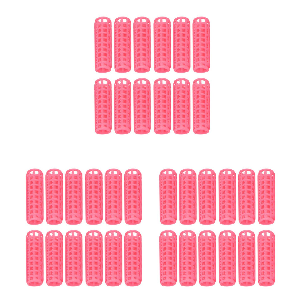 Pink 36 Pcs Plastic Diy Hair Styling Roller Curlers Clips