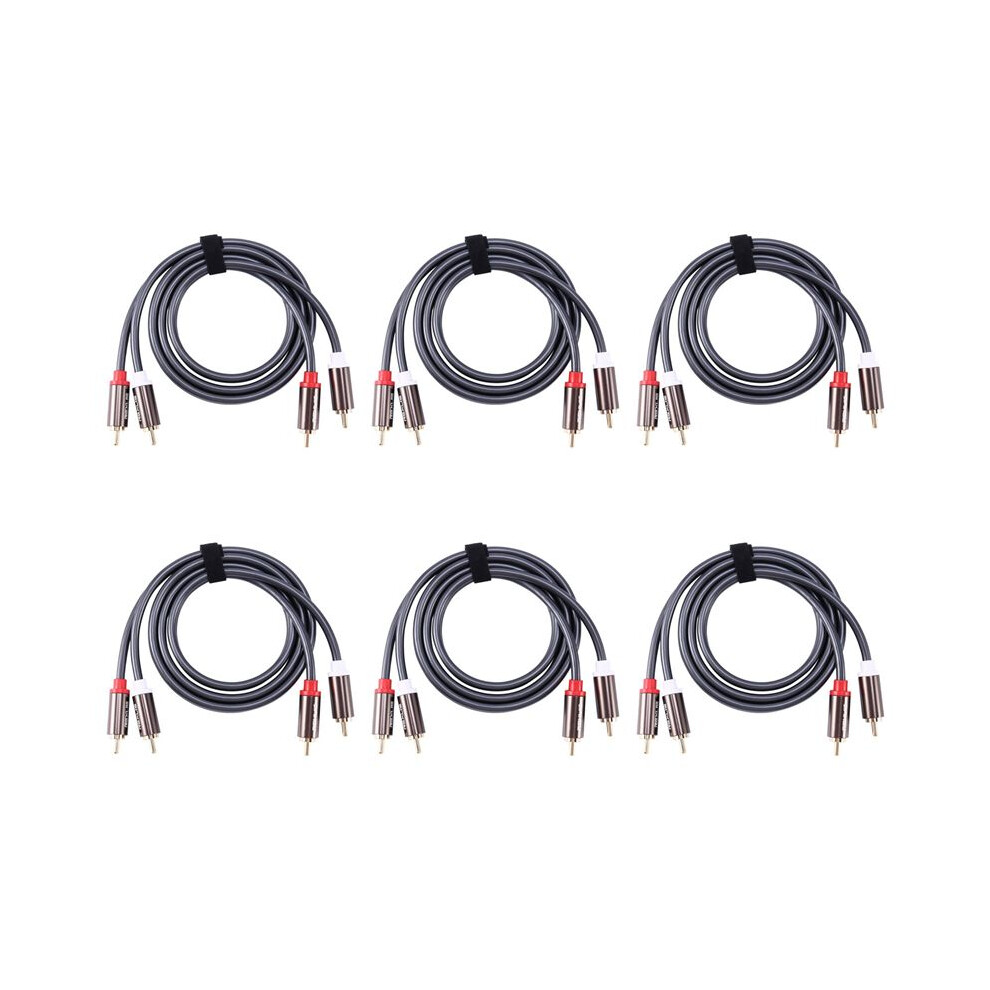 6X Rexlis 2 Rca To 2 Rca Male To Male Hifi Audio Cable Ofc Av Speaker Wire For Tv Dvd Amplifier Subwoofer Soundbar 1M 4711650747516