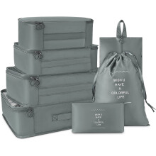 Organisateur de bagages avec fermeture éclair fluide, cubes de rangement pour la compression en voyage, matériau durable, tissu imperméable,