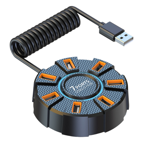 USB-splitter nätadapter multipel expander för stationär dator, 7 portar