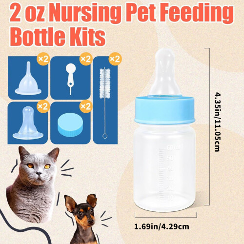 Animal Feeding Bottle Includes Replaceable Nipples Graduated 2