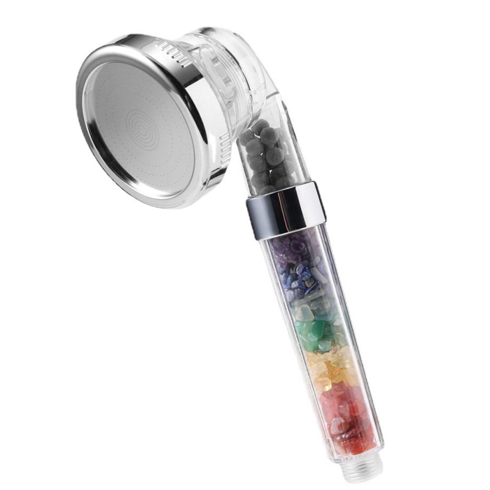 Chakra Shower Head Kit With Healing Crystals, Water Purification And Mineral Infusion For Balanced Ph, Natural Gemstones For Energy Revitalization, Co 9453559578581