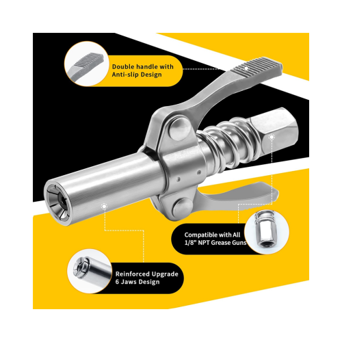 2Pcs Double Handle Grease Nipple Coupler 2