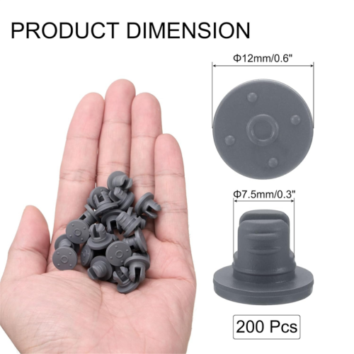 7,5 mm/0,3 tums flaskor med gummiproppar, 200 st flaskor med två ben 1