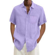 Men's Classics Casual Shirt Regular Fit Slim Fit Men's Shirts Leisure Short Sleeve Shirt Linen Casual Shirts Business Men's Shirt XL purple