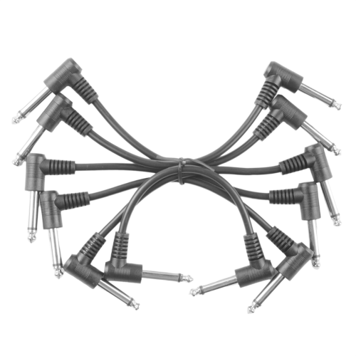 6 Packs 18cm Guitar Effect Pedal Round Patch Cables Black 1