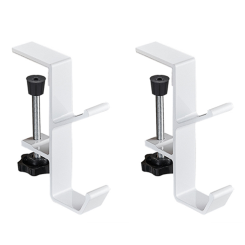 2pc Adjustable Desk Edge Hook Gaming Headset Desk Hanger White