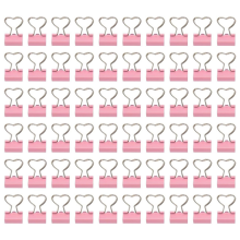 60 stuks metalen bindclips met hartvormig handvat, roze