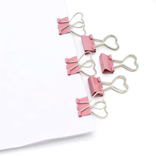 60 Stück Metall-Binderclips mit herzförmigem Griff, rosa 2