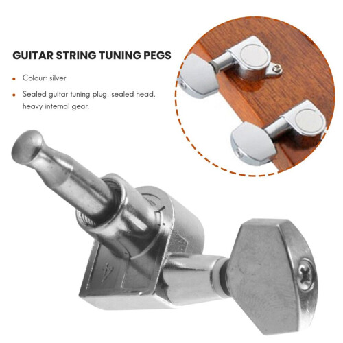 Gitarrförseglade stämskruvar för akustiska gitarrdelar (silver 6R) 2