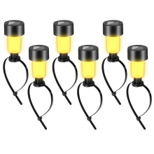 Confezione da 6 luci solari a LED RGB a luce calda per piscine con struttura a terra.