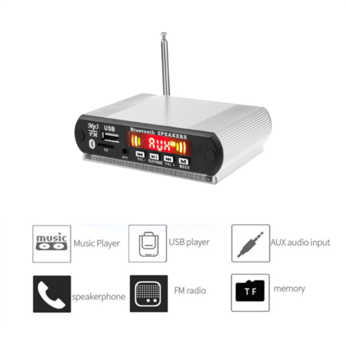 Bluetooth-MP3-Player-Decoderplatine mit FM-Radio, USB, TF-Kartensteckplatz, Silber 1