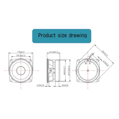 Ηχείο Subwoofer 78MM 4 Ohm 15W 3 ιντσών με κυρτό καπάκι και τετράγωνο μπάσο 2
