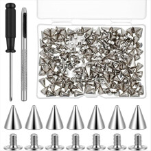200 Pcs Cone Spikes Punk Spikes and Studs Kit Cone Spikes Punk Spikes and Studs Kit