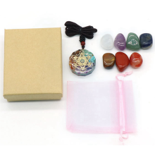 Set van 2 stuks met zeven chakra's, natuurlijke aura en gemengde kristallen voor huisdecoratie.