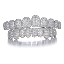 10/10 Iced Out Stone Teeth Tandkapslar Silver