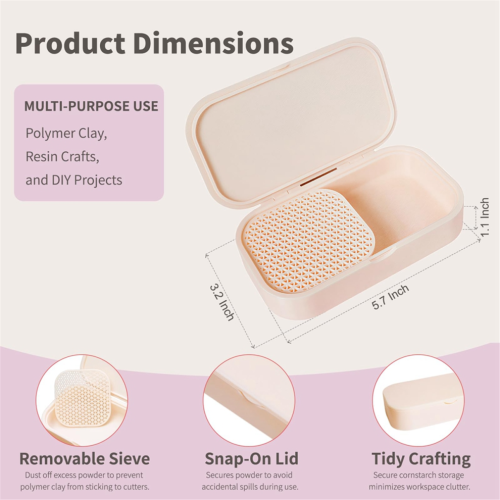 Cornstarch- Box for Polymer Clay, Non-Stick Tool 1
