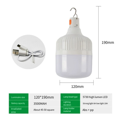 300W Portable Lantern Bulb Camping Light USB Rechargeable LED Bulb 1