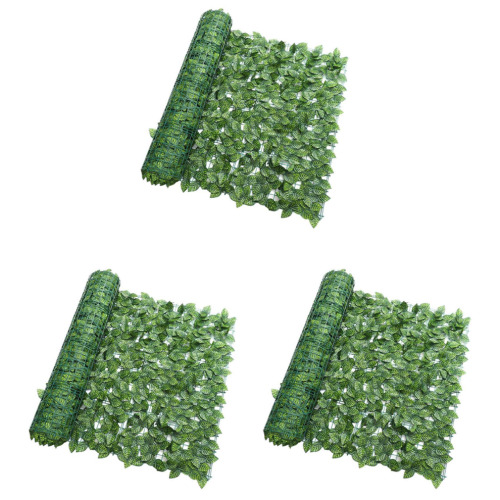 Kunstplantenhek, groene bladhekpanelen, privacyhek.