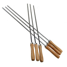 Palitos de metal con mango de madera de acero inoxidable y bolsa de almacenamiento (6 unidades)