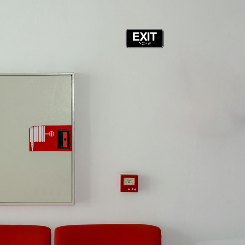 4pcs Exit Sign with Braille, 6x3in Emergency Exit Sign Plastic Exit 2