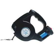 Guinzaglio per animali domestici estensibile da 4,5 m con torcia LED multifunzione, colore nero.