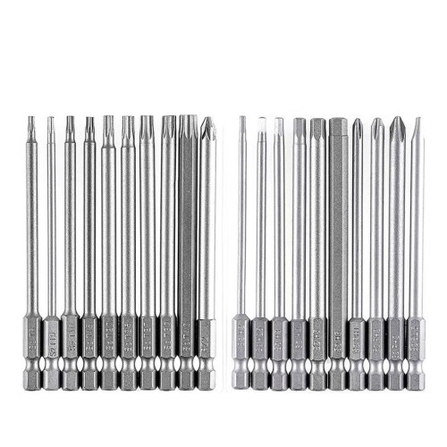 Langes magnetisches Bit-Set, 20-teilig, Schlitzbits, 1/4-Zoll-Sechskant