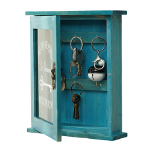 Schlüsselkasten aus Holz, Wandschlüsselschrank mit Magnettür und 6 Haken – B