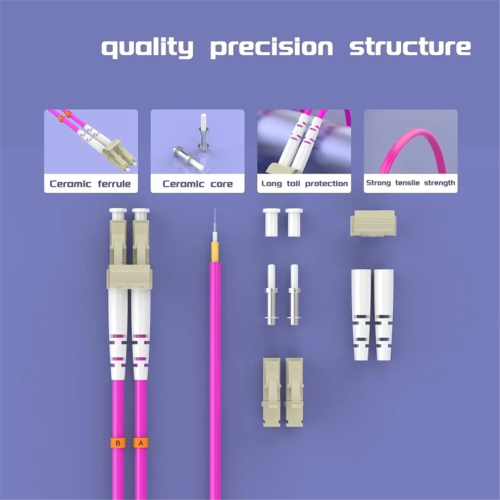 For OM4 LC-LC UPC Duplex Fiber Patch Cable LSZH Jacket for 1