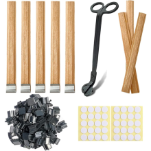 40 mèches et supports de bougies en bois, 13 x 1,3 cm, bougie naturelle