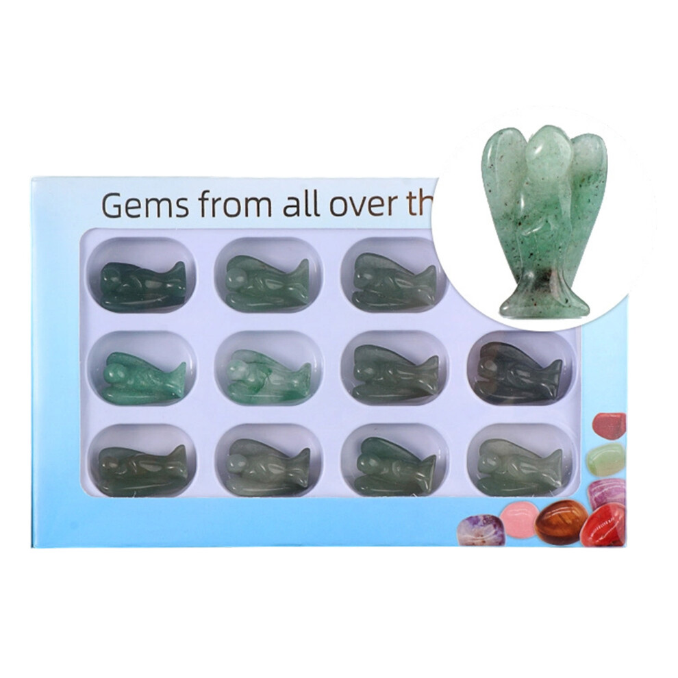 Red 12Pcs Natural Crystal Angel Miniature Sculpture- Aventurine