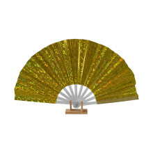 Chinese Folding Fan Glitters-Yellow Transparent silver f
