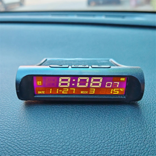 Solar Car Digital Clocks Dashboard Date Thermometer 2