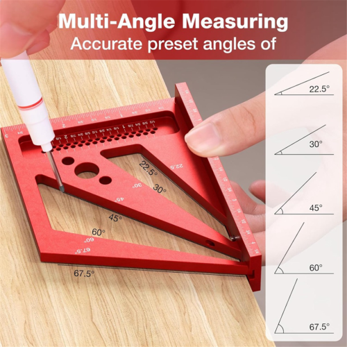 3D Multi Angle Measuring Ruler with 2 Pens, 22.5-90 Degree 1