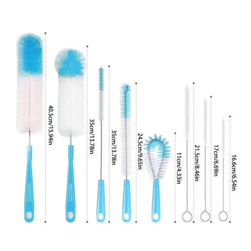 Set of 8 Durable Plastic Scrub Brushes Extra-blue and white 2