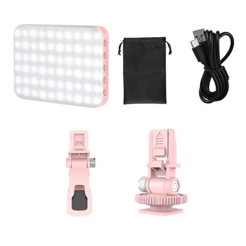 Lampe selfie/vidéo d'appoint, 60 LED, 3 modes d'éclairage réglables, rose